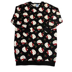 NWT- Hello Kitty Womens Holiday Sweatshirt Dress 1X- Black/Red By Sanrio